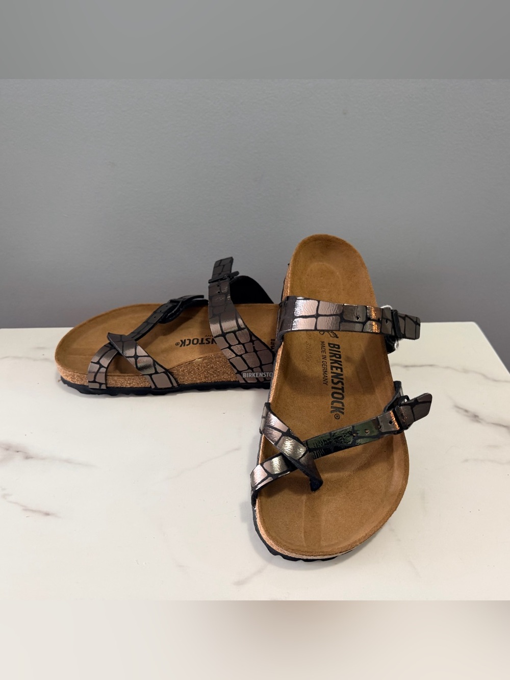 Birkenstock Mayari style gator glam Black